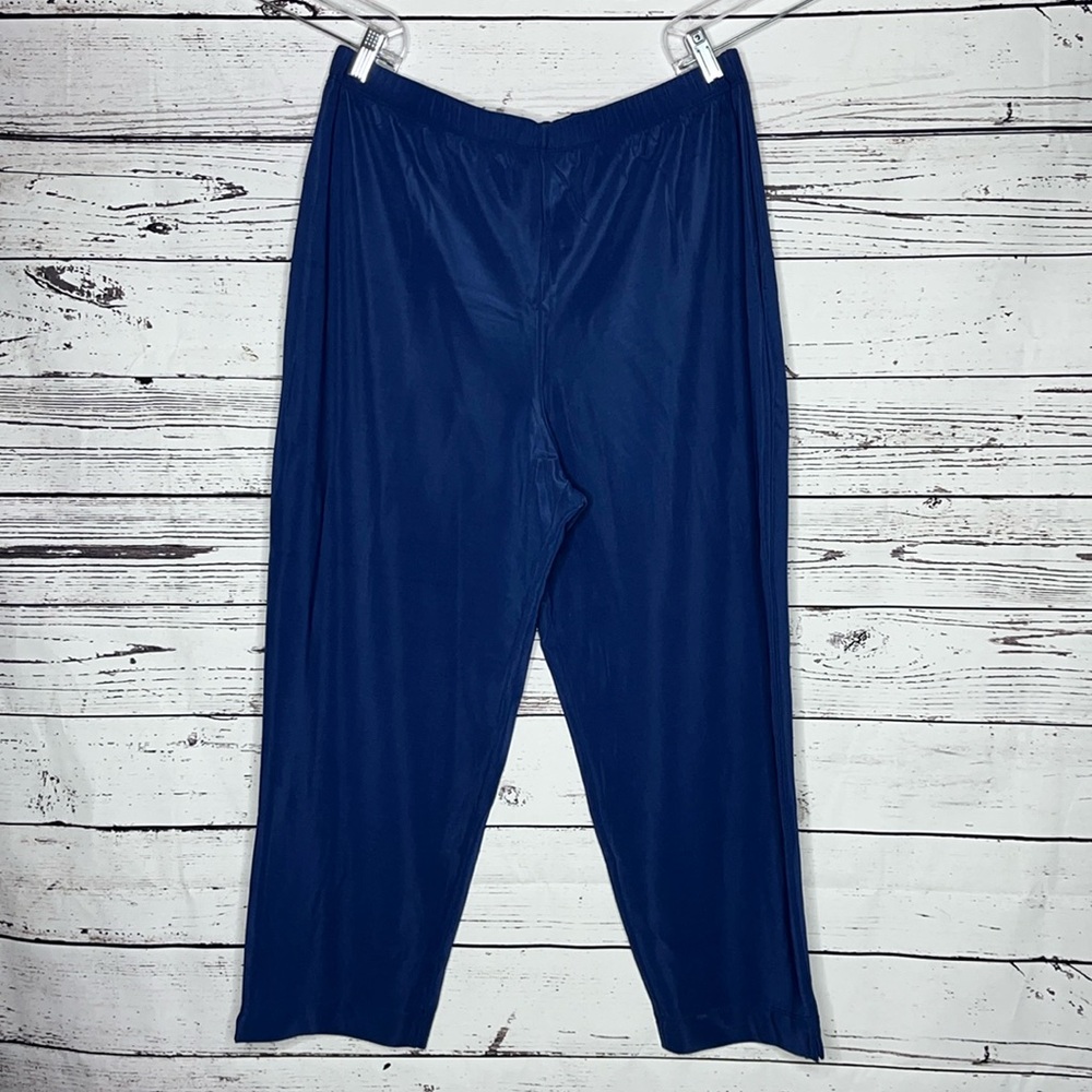Susan Graver Style NWT Sz PXL Blue Lustra Knit Elastic Waist Pull-On Ankle Pants